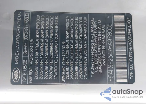 2006 Land Rover Range Rover Sport Hse from USA, damaged, VIN SALSF25476A978005